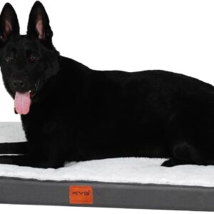 KYG Large Dog Cushion, Dog Bed, Egg Foam Inner Dog Bed, Dog Mattress with Waterproof Lining, Removable and Washable Dog Crate Bed, Grey, 105 * 70 * 8cm