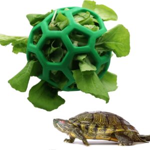 LODCZIOE Tortoise Treat Ball Toy Hay Feeder Ball, Feeding Grass Ball for Tortoise Turtle, Fruit Vegetable Feeder Holder Foraging Toy for Small Animals Pet