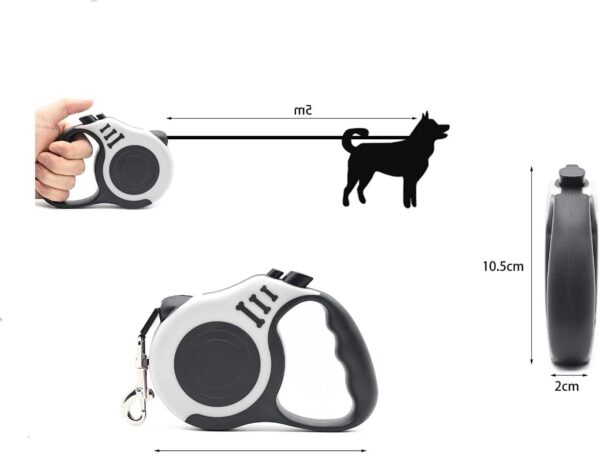 Mr. Gadget's Solutions Durable Dog Leash Automatic Retractable Nylon Dog Lead Extending Puppy Walking Running Leads For Small Medium Dogs Pet Supplies 5m- Grey