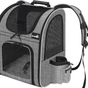 Pecute Cat Carrier Dog Backpack, Portable Breathable Rucksack with Front Opening-Mesh Window-Pockets, Airy Space Great For Carrying Puppy Dogs Cats Up to 8KG