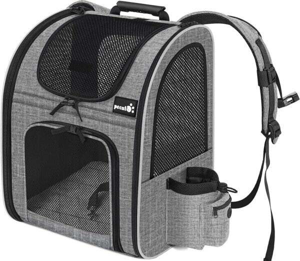 Pecute Cat Carrier Dog Backpack, Portable Breathable Rucksack with Front Opening-Mesh Window-Pockets, Airy Space Great For Carrying Puppy Dogs Cats Up to 8KG