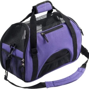 Pet Carrier Bag AVC Portable Soft Fabric Folding Travel bag for Dog, Cat, Puppy Foldable Pet Bag (Purple)