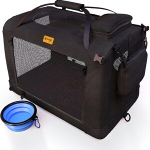 PetProved Dog Travel Crate Dog Carrier Cat Carrier Large Pet Carrier for Medium Dogs Puppy Carrier Soft Fabric Dog Car Crate Collapsible for Car