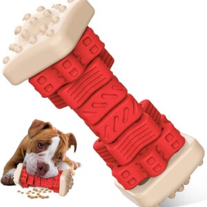 RUXAN Indestructible Dog Chew Toy for Aggressive Chewers, 3 in 1 Tough Dog Puzzle Toys with Beef Flavor, Interactive Treat Dispensing Dog Toys for Small/Medium Boredom Dogs