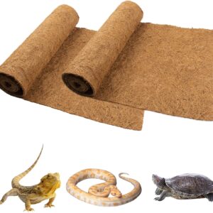 Reptile Carpet Coconut Fiber, 2 Pack 100*30cm/40*12 inches Natural Reptile Carpet Terrarium Liner Bedding Reptile Substrate Mat Supplies for Bearded Dragon Leopard Gecko Iguana Lizard Snake Turtle