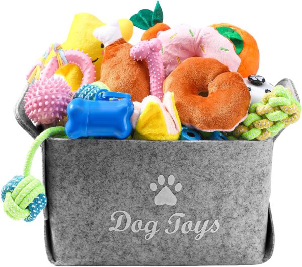 Restorgan 22 PACK Puppy Toys Set, Small Dog Toys Puppy Teething Toys with Dog Toy Box, Puppy Chew Toys, Dog Rope Toys Set with Cute Squeaky Dog Toys for Small and Medium Dogs Playing and Training