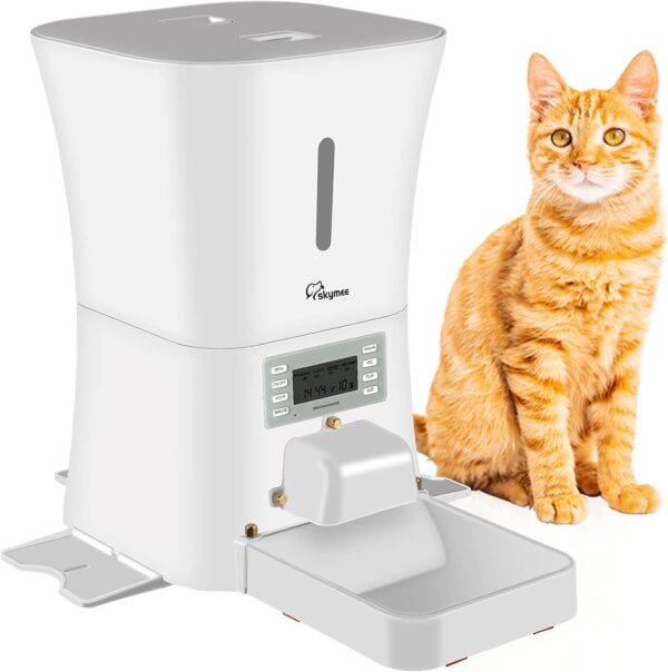 SKYMEE 8L Petreat AI Automatic Pet Feeder Food Dispenser for Cat & Dog – Portion Control,Voice Recording, Timer Programmable Up to 4 Meals a Day