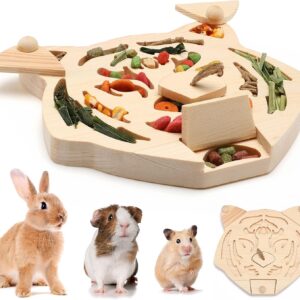 Sieral Wooden Enrichment Foraging Toy for Small Pet 7.7''x 7.1'' Interactive Hide Treats Puzzle Rabbit Toys Small Animal Toys Mental Stimulation Toys for Guinea Pig Hamster Bunny Rat Chinchilla