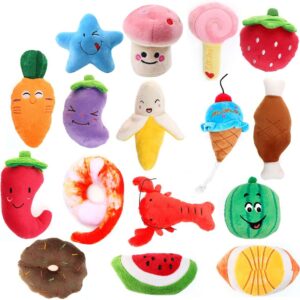 UHAPEER Plush Vocal Dog toy-16 Pcs Durable Pet Puppy Chew Toy Set for Small Medium Large Dogs