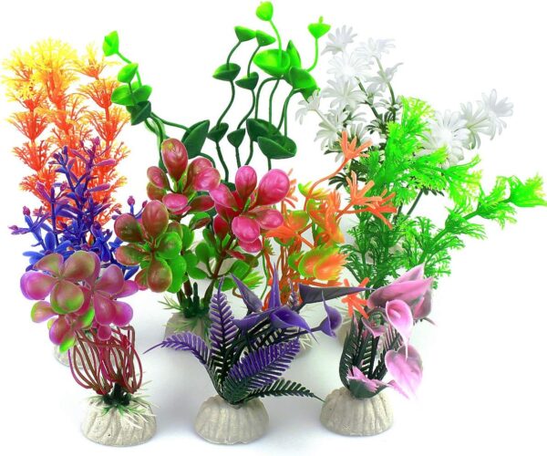 Vascinate Aquarium Fish Tank Plastic Plants, 10 Pcs Aquarium Plants Fish Tank Decorations, Aquarium Artificial Plants Aquarium Decoration