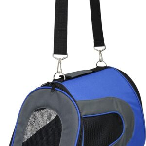 YATEK Folding Dog and Cat Carrier, Padded Waterproof Carrying Bag, size 48 x 27 x 27 cm, blue color