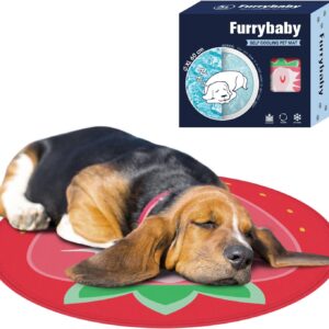 furrybaby Dog Cooling Mat, Pet Bed Dog Mat Self-Cooling Pad Cool Gel Bed Large Dog Cooling Pads Mats, No Need to Refrigerate or Freeze, Apply Indoors Outdoors Car(Strawberry XL 65cm)