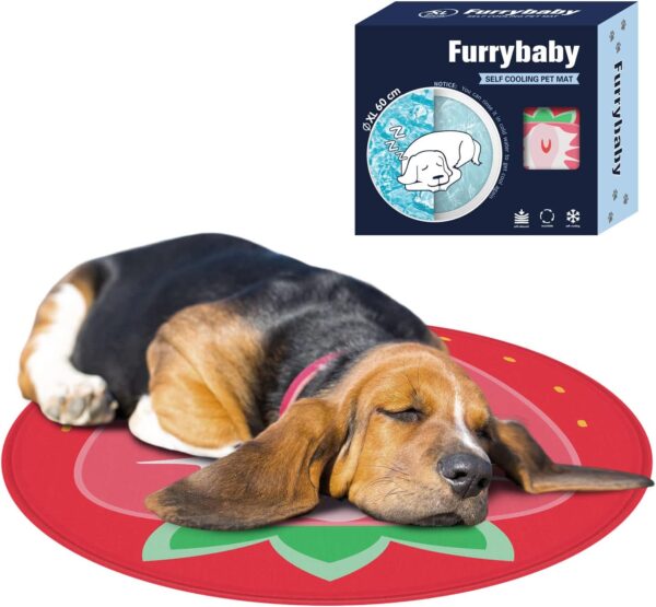 furrybaby Dog Cooling Mat, Pet Bed Dog Mat Self-Cooling Pad Cool Gel Bed Large Dog Cooling Pads Mats, No Need to Refrigerate or Freeze, Apply Indoors Outdoors Car(Strawberry XL 65cm)