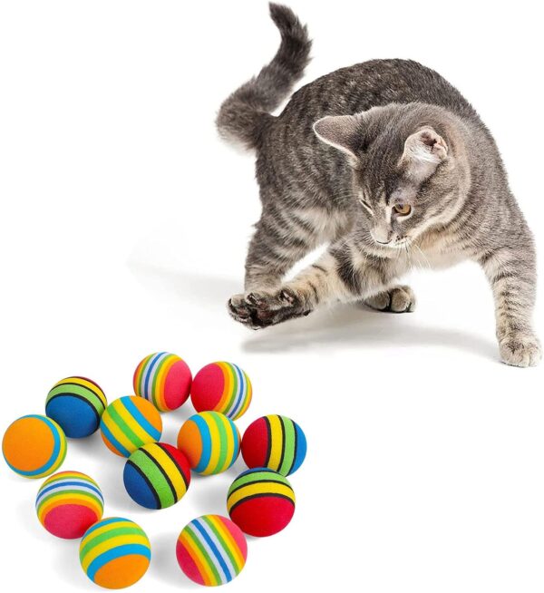 jiuhao Rainbow Cat Toy Balls,Soft EVA Foam Interactive Indoor Kittens Toys,Small Cat Toy Balls Bulk Quiet Play Sponge Ball ​Colorful Foam Balls for Pet Chase Training Sports