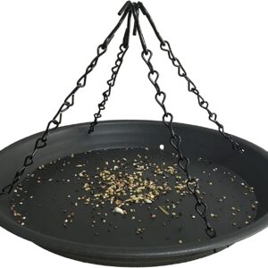 12.8" Platform Bird Feeder,Large Hanging Tray Squirrel Feeder,Wild Bird Seed Catcher Tray,Bird Viewing,for Attracting Birds Outdoors,Yard Garden,Backyard Decoration,Gift Ideas for Bird Lovers, Black