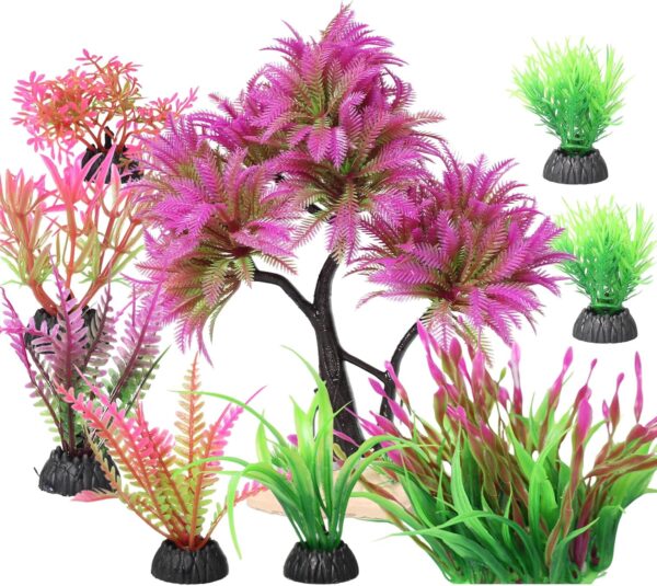 BAILMOLI Fish Tank Decorations, Aquarium Plants Green Fish Tank Plants Artificial Set Aquarium Ornaments Accessories