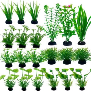 CATELL 21Pcs Fish Tank Decorations Aquarium Plants Fish Tank Plants Aquarium Plants Artificial Plastic Plants for Aquariums 9 Lifelike Styles for Aquarium Decorations Safe for All Fish