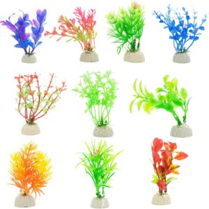 DIGIFLEX 10PC Aquarium Fish Tank Plants - Artificial Aquarium Ornaments - Assorted Sizes, Colours & Shapes