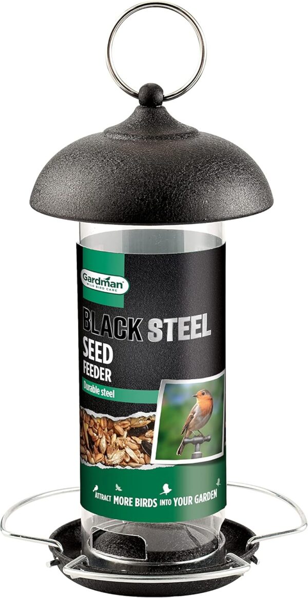 Gardman Black Steel Wild Bird Seed Feeder - 21cm x 10cm x 10cm