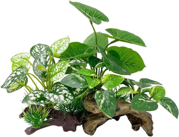 Smoothedo-Pets Aquarium Plants Fish Tank Decorations Small Plastic/Silk Artificial Plant Goldfish Waterscape Betta Rest Soft Leaf Hides/Driftwood Ornaments (Mix-Leaf-Set-G)