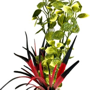 Tyrol - Artificial Aquarium Plant - Aquarium Decoration - Plastic Plant on Base - Lotus Indoor Plant - Easy Anchor at the Bottom of the Aquarium - Made in France