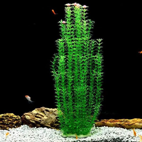 WEkiva Green Grass Little Flowers Aquarium Décor Plastic Plants Extra Large 22 Inches Tall 6512