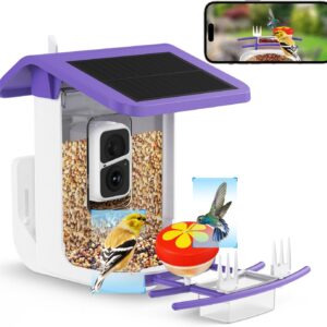 K&F Concept Bird Feeder Camera, Solar Battery Powered Wireless Bird Watching Camera, Smart Bird Feeder with Camera, Auto Capture Bird Video & Notify Detected Birds, for Bird Lover