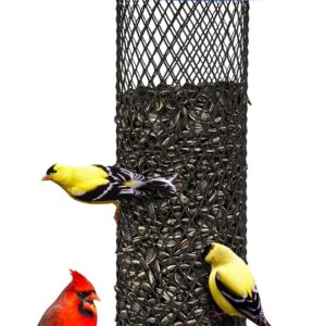 Kingsyard Heavy Duty Metal Mesh Bird Feeder for Outdoor Hanging, Chew-Proof Bird Feeders for Black Oil Sunflower Seed, 2.5 lbs Seed Capacity, Easy to Refill & Clean (Blue)