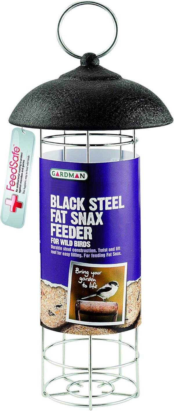 Gardman A01523 Black Steel Fat Snax Bird Feeder, 9 x 26 x 4 cm