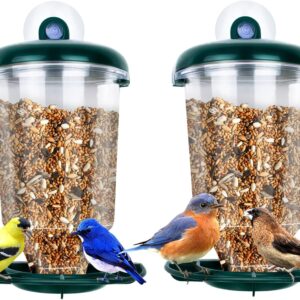 Window Bird Feeder 2 Pack, Bird House for Outside, Window Bird Feeder with Strong Suction Cups and Removable Seed Box. Outdoors Birdfeeder for Wild Birds, Cardinal, Bluebird