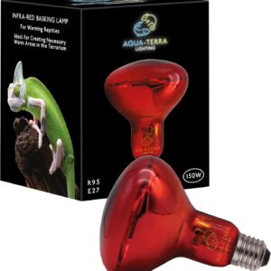 Aqua-Terra Lighting 150w Infrared Basking Heat Lamp for Reptiles, Amphibians and Invertebrates– R95 Spotlight Bulb with E27 Standard Screw Base Suitable for Vivarium Heating