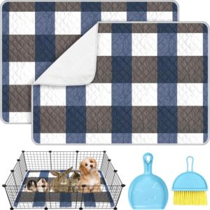 2 Pack Large Guinea Pig Cage Liner with Cleaning Tool Set Hamster Pee Pad Bedding Washable &Air Dried Pee Pad, Absorbent Rabbit Cage Liner, for Small Animals Chinchillas Rabbits Bunny (31''x 47'')