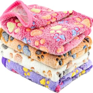 4 Pcs 60 * 40cm Small Animal Blankets, Soft Pet Throw, Warm Sleep Mat, Guinea Pig Cover Blankets, Fluffy Fleece Bedding, Absorbent Guinea Pig Cage Liners, Reusable Pet Pee Pad for Rabbits Hamsters