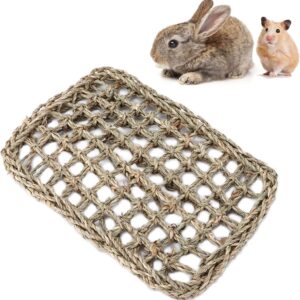 Rabbit Activity Seagrass Mat, Pet Woven Seagrass Protector Chew Toy Mat Small Animal Mat Bunny Bedding Nests Activity Play Bed for Rabbits Chinchilla Hamster Guinea Pigs