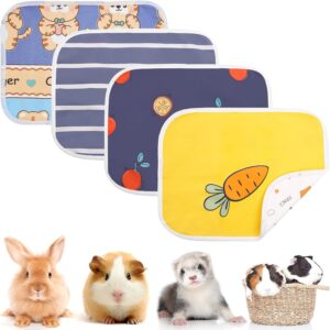 Guinea Pig Cage Liners, 4 Pack Waterproof Machine-Washed and Reused Guinea Pig Bedding, High Absorbent Small Animal Pee Pads for Rabbit, Hamsters, Squirrel,Hedgehog, Mice and Gerbil - 13.8"*17.7"