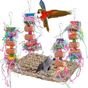 Parrot Toys, Cockatiel toys, Budgie toys, Parrot Swing Chewing Toy for Conures, Cockatiel, African Grey Parrot, Cockatoos and a Variety of Amazon Parrots (Red)