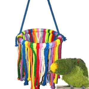 NganSuRong Pet Bird Parrot Cotton Rope Chewing Bite Hanging Cage Swing Budgie Climb Bungee Chew Toys Training Cockatiel Hammock