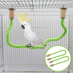 Dnoifne 2 Pack Bird Hemp Rope Perch Swing, Bird Cage Stand Pole Accessories, Paw Grinding Standing Climbing Perch for Parrot, Parakeet, Budgies, Lovebirds