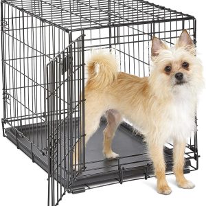 MidWest Homes for Pets Newly Enhanced Single Door iCrate 60.96 cm (24-Inch) Long Dog Crate, Includes Leak-Proof Pan, Floor Protecting Feet , Divider Panel & New Patented Features, Black, Model 1524