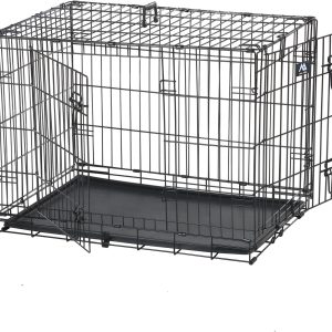 JUNGLE STONE Dog Crate Dog Cage from Small to Large, Pet Dog Puppy Cat Training Cage with Training Guide Booklet, Folding 2 Doors Crate with Plastic Tray