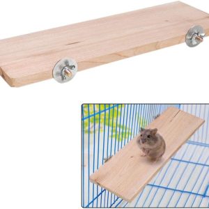 Hamster Platform Rectangle Natural Wood Stand Platform Pet Pedal Board Cage Chew Toy Small Animals Habitat Decor for Mouse Chinchilla Chipmunk Rat