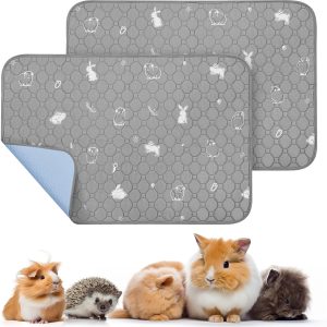 PICK FOR LIFE 2 Packs Guinea Pig Cage Liners Washable Reusable Guinea Pig Pee Pad, Waterproof Fast Absorbent Guinea Pig Mat Non-Slip Bedding for Small Animal Chinchilla Rabbit Hamster Puppy 60x90 cm