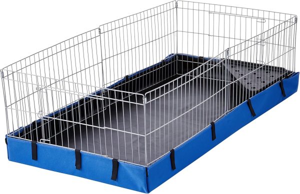 Amazon Basics Canvas Bottom Hamster/Rat/Guinea Pig Cage for Indoor, Comfortable, Blue, 118 cm L x 35 cm W x 60 cm H