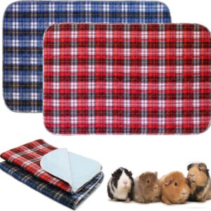 2 Pack Guinea Pig Fleece Cage Liners - 90 x 60 CM, Washable Non-Slip Fast Absorbent Waterproof Small Animals Bedding Pads for Chinchillas Rabbits Hamster Bunny