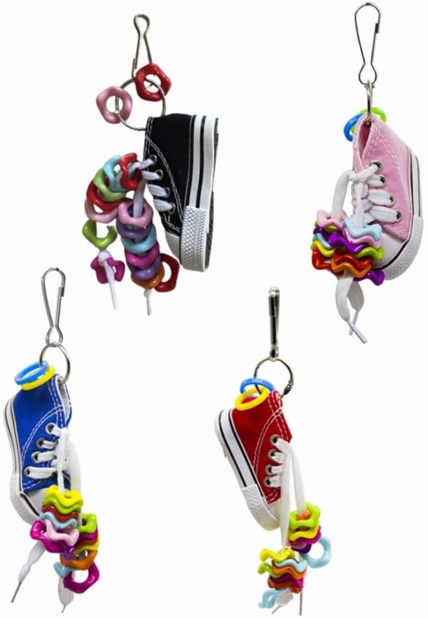 2Pcs Bird Chewing Toys Funny Shoes Parrot Toys Mini Parrot Toys Parrot Cage Bite Toys Bird Swing Toys for Small Parrots (Random Color)