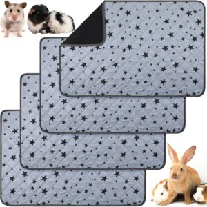 4 Pieces Guinea Pig Cage Liners Guinea Pig Fleece Bedding Absorbent Guinea Pig Accessories Reusable Washable Guinea Pig Pee Pad Non Slip Guinea Pig Mats for Cages with Star Patterns (28 x 41 Inch)