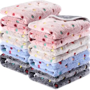 8 Pcs Guinea Pig Bedding Cage Liners Bulk Waterproof Blankets Small Animal Flannel Throw Bedding Absorbent Reusable Pet Pee Sleep Mat Pad Cover for Hamster Ferret (Dot,12 x 12 Inch)