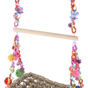 BELLIFFY Bird Hammock Swing Set Bird Perch Stand Funny Bird Toys for Cockatiel Parakeet Lovebirds Conure Finch Canary Bird Cage Accessories Birdcage Perches Bird Swing Hanging Bird Stand