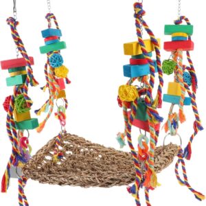 BELLIFFY Parrot Toy Bird Cage Hammocks Parrot Stand Perch Parakeet Toys Parakeet Swing Hammock Toy for Bird Parrot Cage Toy Parrot Hanging Swing Bird Hammock Bird Hanging Swing Polyester