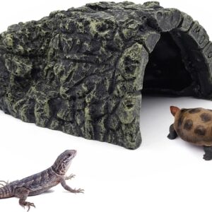 BREUAILY Reptiles Hideaway Aquarium Cave, Aquarium Turtle Reptiles Sun Hiding Place Habitat Decoration for Lizards, Turtles (Large)